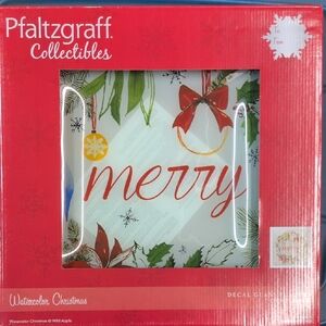 Pfaltzgraff Watercolor Christmas Plate with Red and Green Design